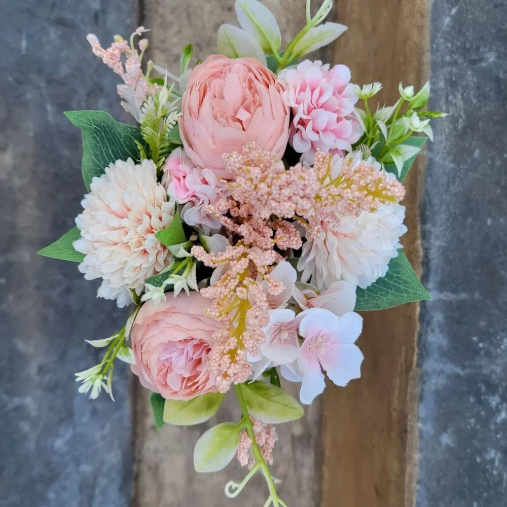 Handmade Pink Flowers Arrangement With Vase Home Office Kitchen Baby Room Decor